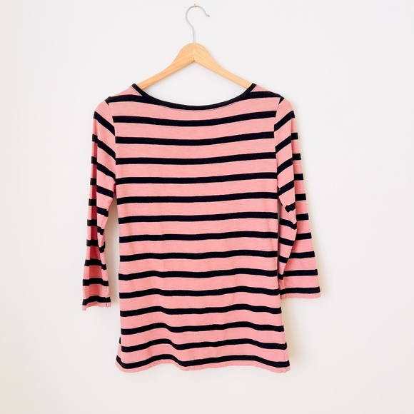 Feminine Black and Pink Striped Loft Bow Top Size Small Coquette Girly - Picture 2 of 11